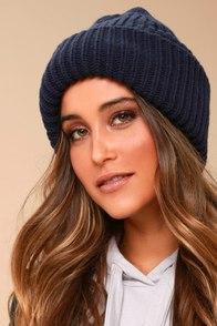Lulus Near And Dear Navy Blue Knit Beanie