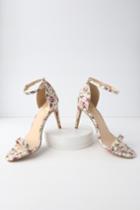 Ana Nude Floral Ankle Strap Heels | Lulus