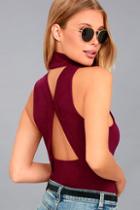 Free People Boa Vista Berry Red Mock Neck Tank Top