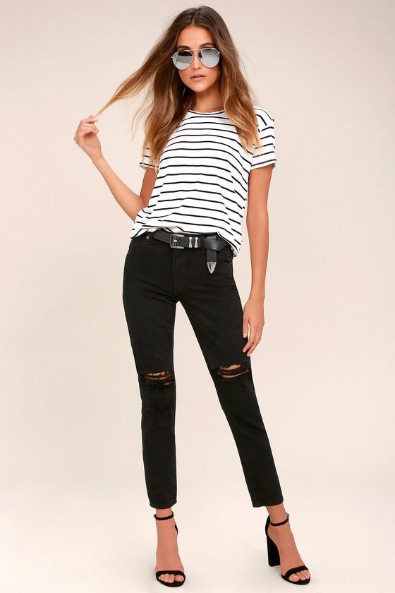 Rollas | Miller Black Distressed Ankle Skinny Jeans | Size 24 | 100% Cotton | Lulus
