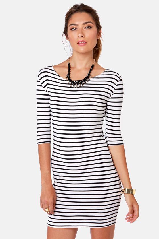Shipshape Black And White Striped Dress