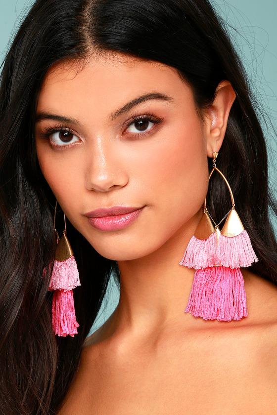 Ettika | Destiny Around You Hot Pink And Gold Earrings | Lulus