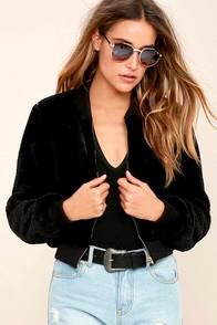 Flying Tomato Charisma Black Faux Fur Bomber Jacket
