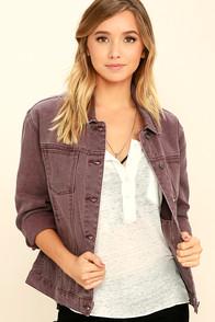 Rvca Road Worthy Washed Plum Purple Denim Jacket