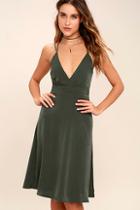 Lulus Ambiance Olive Green Midi Dress