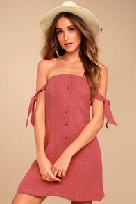 Astr The Label Araceli Rusty Rose Off-the-shoulder Dress