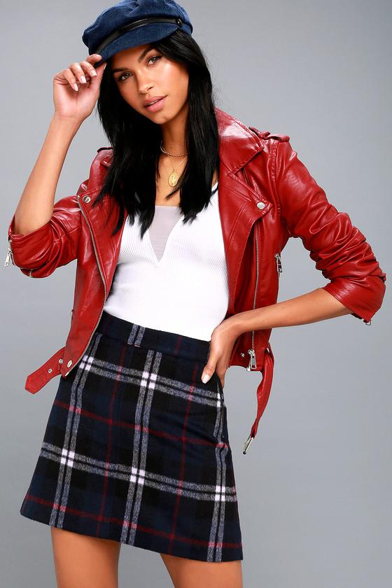 Re:named Mad For Plaid Navy Blue Plaid Mini Skirt | Lulus