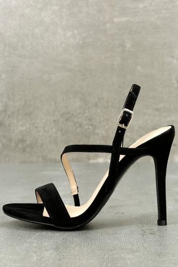 Shoe Republic La | Edi Black Suede Dress Sandal Heels | Size 10 | Vegan Friendly | Lulus