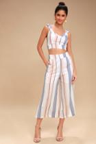 On The Road Jen White Multi Striped Culotte Pants | Lulus