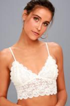 Etophe | Romantic Touch Cream Lace Bralette | Size Small | Size Small | White | 100% Polyester | Lulus
