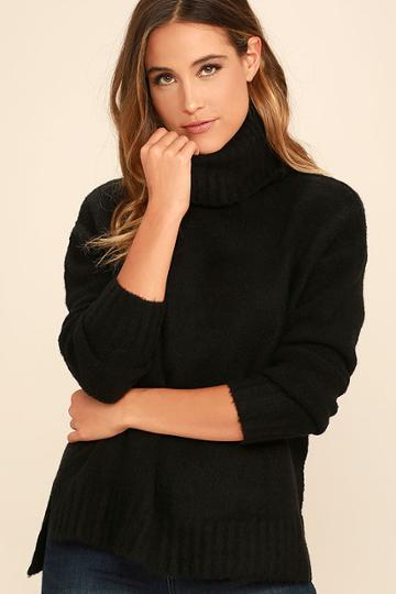 Olivaceous Favorite Dream Black Turtleneck Sweater | Lulus