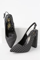 So Me Modoc Black And White Striped Slingback Pumps | Lulus