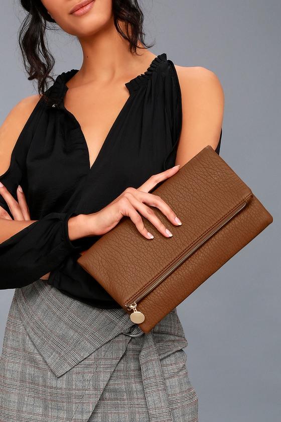 Lulus | Get Up And Go Tan Clutch | Brown | Vegan Friendly