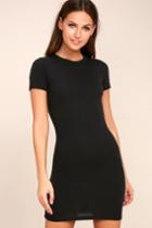 Lulus | Hey Good Lookin' Short Sleeve Black Dress | Size Medium