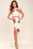 Lulus Take A Vow Ivory Lace Two-piece Maxi Dress