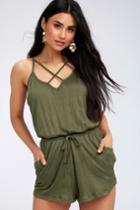Rd Style Echo Olive Green Sleeveless Romper | Lulus