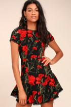Lulus Sweet Talking Black Floral Print Dress