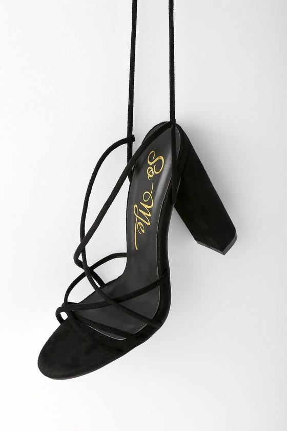 Machi Nene Black Suede Lace-up Heels | Lulus