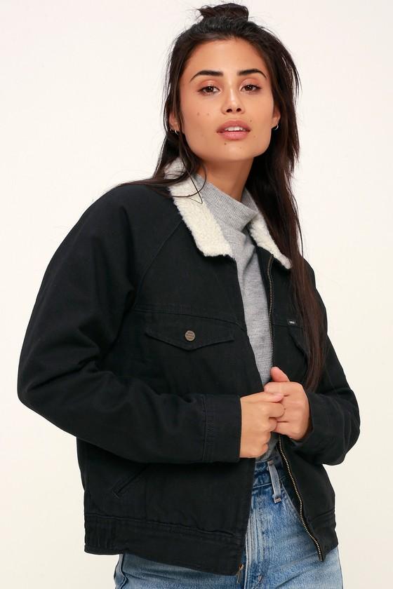 Obey Jeanne Black Sherpa Trucker Jacket | Lulus