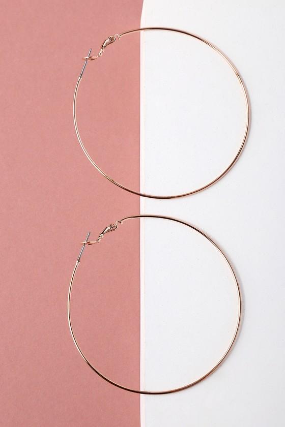 Lulus - Come And Get It Rose Gold Hoop Earrings - Pink