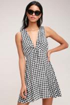 Flare And Square Black And White Gingham Dress | Lulus