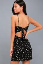 Lulus Starlight Up My Life Black Star Print Tie-back Mini Dress