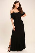 Lulus Life's Wonders Black Off-the-shoulder Maxi Dress