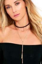 Lulus | El Paso Black And Gold Layered Choker Necklace | Vegan Friendly