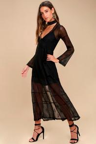 Somedays Lovin' Starry Eyed Black Lace Long Sleeve Maxi Dress