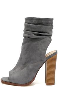Liliana Only The Latest Grey Suede Peep-toe Booties