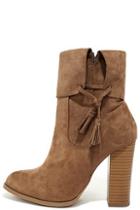 X2b All On The Line Taupe Suede High Heel Booties