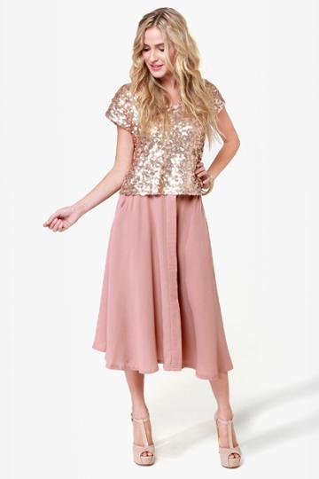 Blushing Barrista Blush Midi Skirt