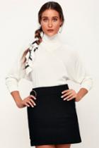 Project Social T Dessa Ivory Ribbed Mock Neck Long Sleeve Top | Lulus