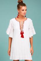 Moon River | Johnny Red And White Striped Shift Dress | Size Large | 100% Rayon | Lulus