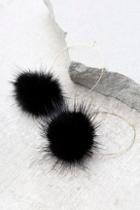 Lulus Je T'aime Gold And Black Fur Pom Pom Earrings