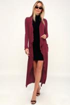 Lucy Love Kate Burgundy Hooded Midi Cardigan | Lulus