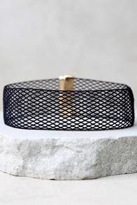 Tranloev One More Time Black Mesh Choker Necklace