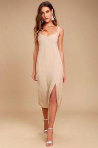 Lush Kaliska Light Taupe Midi Dress