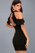 Lulus Your Time Black Off-the-shoulder Bodycon Dress