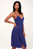 Have You Heard Royal Blue Surplice Midi Dress | Lulus