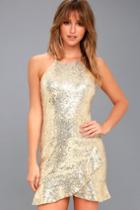 Feelin' So Good Gold Sequin Sleeveless Dress | Lulus