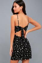 Starlight Up My Life Black Star Print Tie-back Mini Dress | Lulus