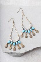 Lulus Total Eclipse Turquoise And Gold Earrings