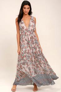 Lulus Wings Of Fancy Blush Pink Floral Print Maxi Dress