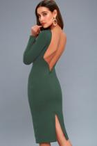 Va Va Voom Forest Green Backless Midi Dress | Lulus