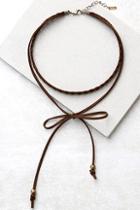 Lulus Everyday Is A Winding Road Brown Suede Layered Choker Necklace