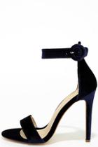 Olivia Jaymes Elias Blue Velvet Ankle Strap Heels