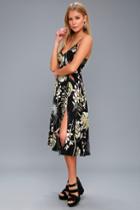 Rafael Black Tropical Print Midi Dress | Lulus