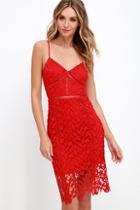 Lulu*s Burning Desire Red Lace Dress