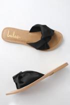 Makenzie Black Satin Slide Sandal Heels | Lulus